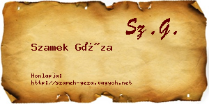 Szamek Géza névjegykártya